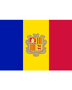 Flag: Andorra |  landscape flag | 0.7m² | 7.5sqft | 70x100cm | 2x3ft 