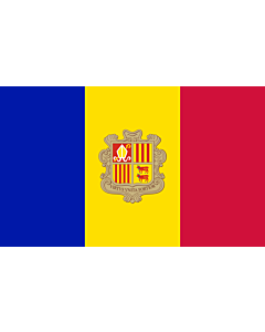 Flag: Andorra |  landscape flag | 1.35m² | 14.5sqft | 90x150cm | 3x5ft 