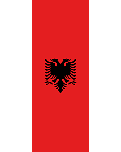 Vertical Hanging Swivel Crossbar Banner Flag: Albania |  portrait flag | 6m² | 64sqft | 400x150cm | 13x5ft 