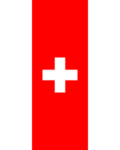 Bandera: Bandera vertical con manga cerrada para potencia Suiza (paisaje) |  bandera vertical | 6m² | 400x150cm 