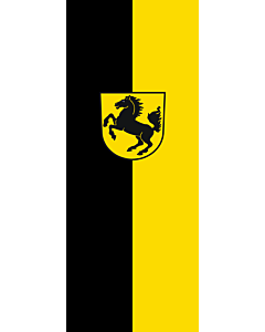 Vertical Hanging Beam Flag: Stuttgart, Landeshauptstadt |  portrait flag | 3.5m² | 38sqft | 300x120cm | 10x4ft 