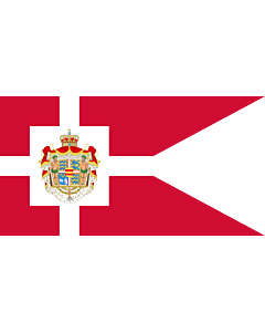 Flagge:  Royal Standard of Denmark | Det danske kongeflag  |  Querformat Fahne | 0.06m² | 18x35cm 