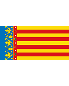 Flag: Valencian Community |  landscape flag | 0.24m² | 2.5sqft | 35x70cm | 15x30inch 