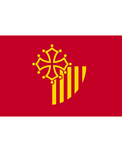 Bandera: Languedoc-Rosellón o Lenguadoc-Rosellón |  bandera paisaje | 0.24m² | 40x60cm 