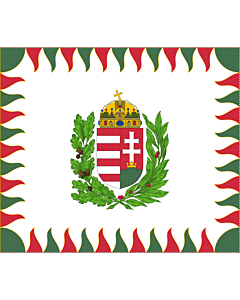 Flagge:  War Flag of Hungary | Colour for brigades | Oficiala milita armea flago de Hungario | 1990 M  |  Querformat Fahne | 0.06m² | 23x25cm 