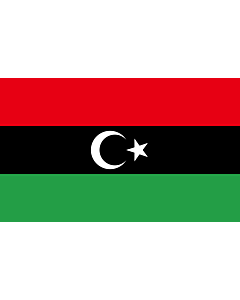 Flag: Libyan protesters flag  observed 2011 | Variant observed to be used by some Libyan rebels against Ghaddafi on TV news reports etc |  landscape flag | 1.35m² | 14.5sqft | 90x150cm | 3x5ft 