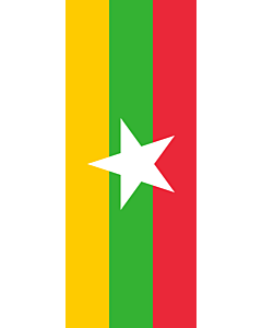 Bandera: Bandera vertical con manga cerrada para potencia Birmania |  bandera vertical | 3.5m² | 300x120cm 