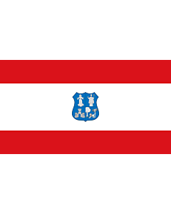 Flag: Asunción | Escudo y bandera de la ciudad según la Ordenanza 208/01 |  landscape flag | 2.16m² | 23sqft | 110x200cm | 43x80inch 