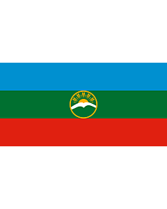 Bandiera: Karachay-Circassia |  bandiera paesaggio | 2.16m² | 100x200cm 