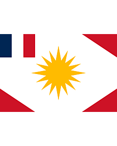 Bandiera: Latakiya-sanjak-Alawite-state-French-colonial | One form of the flag of the Sanjak of Latakiya or Alawite state in northwest Syria under French colonial rule | Territoire autonome des Alaouites |  bandiera paesaggio | 0.06m² | 20x30cm 