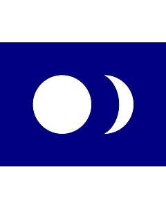 Drapeau: Blue Ground White Sun and Moon | Blue Ground | 藍底白色日月旗、台湾共和国（東京）臨時政府の旗です。 | 藍底白色日月旗，臺灣共和國（東京）臨時政府旗。 | Nâ-té peh-sik ji̍t-gua̍t-kî |  drapeau paysage | 1.35m² | 90x150cm 