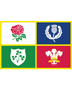 Flag: British and Irish Lions flag with no Lion | Fictitious flag for British and Irish lions team composed of various emblems |  landscape flag | 1.35m² | 14.5sqft | 90x150cm | 3x5ft 