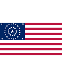 Flag: US 38 Star Flag concentric circles |  landscape flag | 1.35m² | 14.5sqft | 85x160cm | 33x60inch 