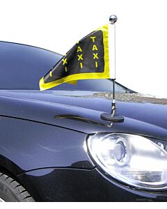 Porte-drapeau de voiture Diplomat-1-Chrome avec drapeau à impression personnalisée (côté droit)  à adhésion magnétique