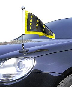  magnetisch haftender Autofahnen-Ständer Diplomat-1-Chrome mit individuell bedruckter Fahne (linke Seite) 